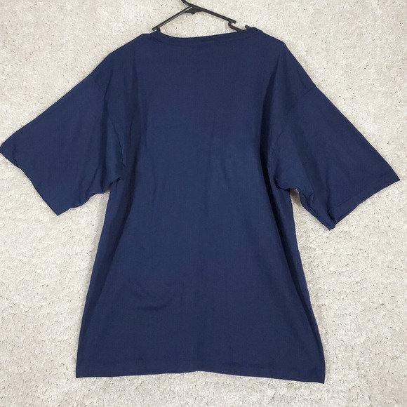 L.L. Bean Men Large Knit Pullover Shirt Blue Short Sleeve Made in USA Minimalist - Picture 6 of 9